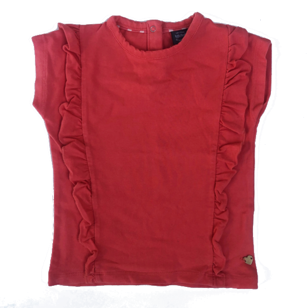 Preloved Babyface t-shirt Ruffle rood maat 80