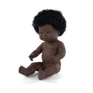 Miniland Baby pop Afrikaans meisje down syndroom 38cm