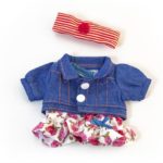 Miniland pop set kleertjes jurk en spijkerjasje 21 cm