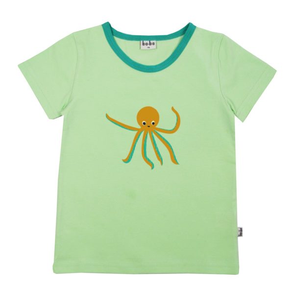 baba kidswear octopus t-shirt pastelgreen