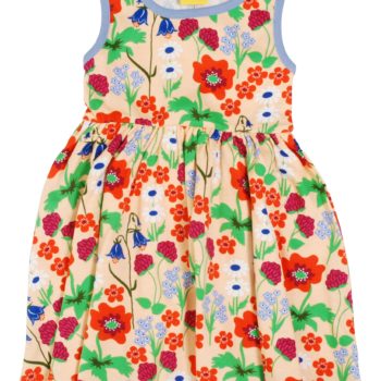 Duns Sweden mouwloze jurk Summer flower apricot LAATSTE maat 158