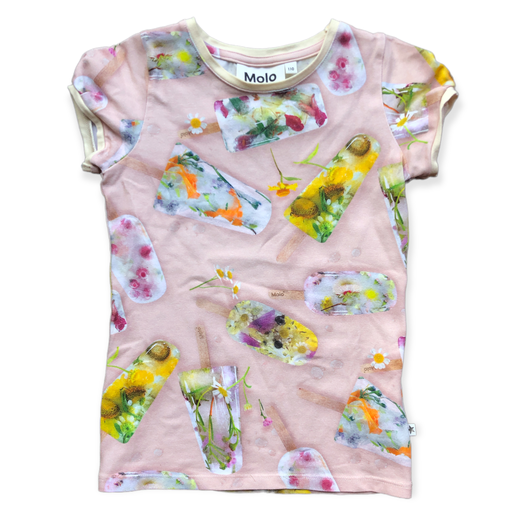 Preloved Molo t-shirt lichtroze bloemenijsjes  ♥ maat 110