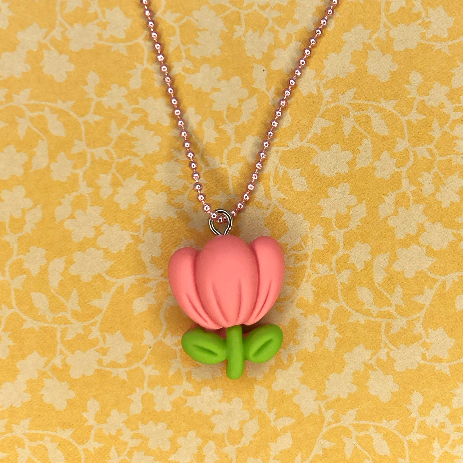 Pluys ketting roze Tulp