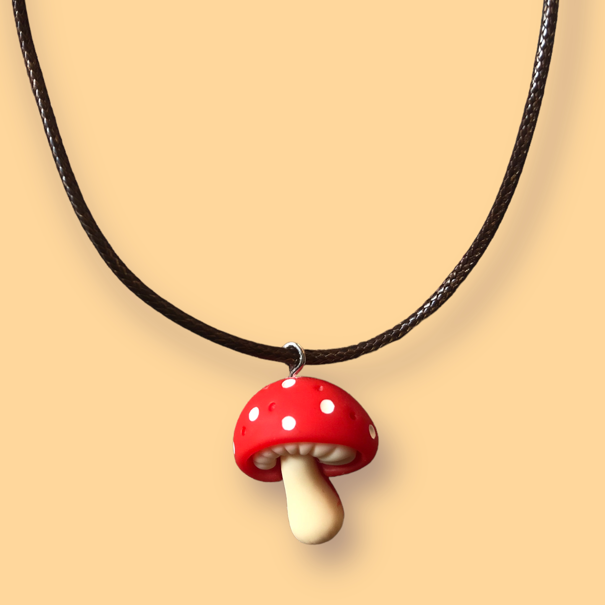 Pluys ketting Mushroom bruin