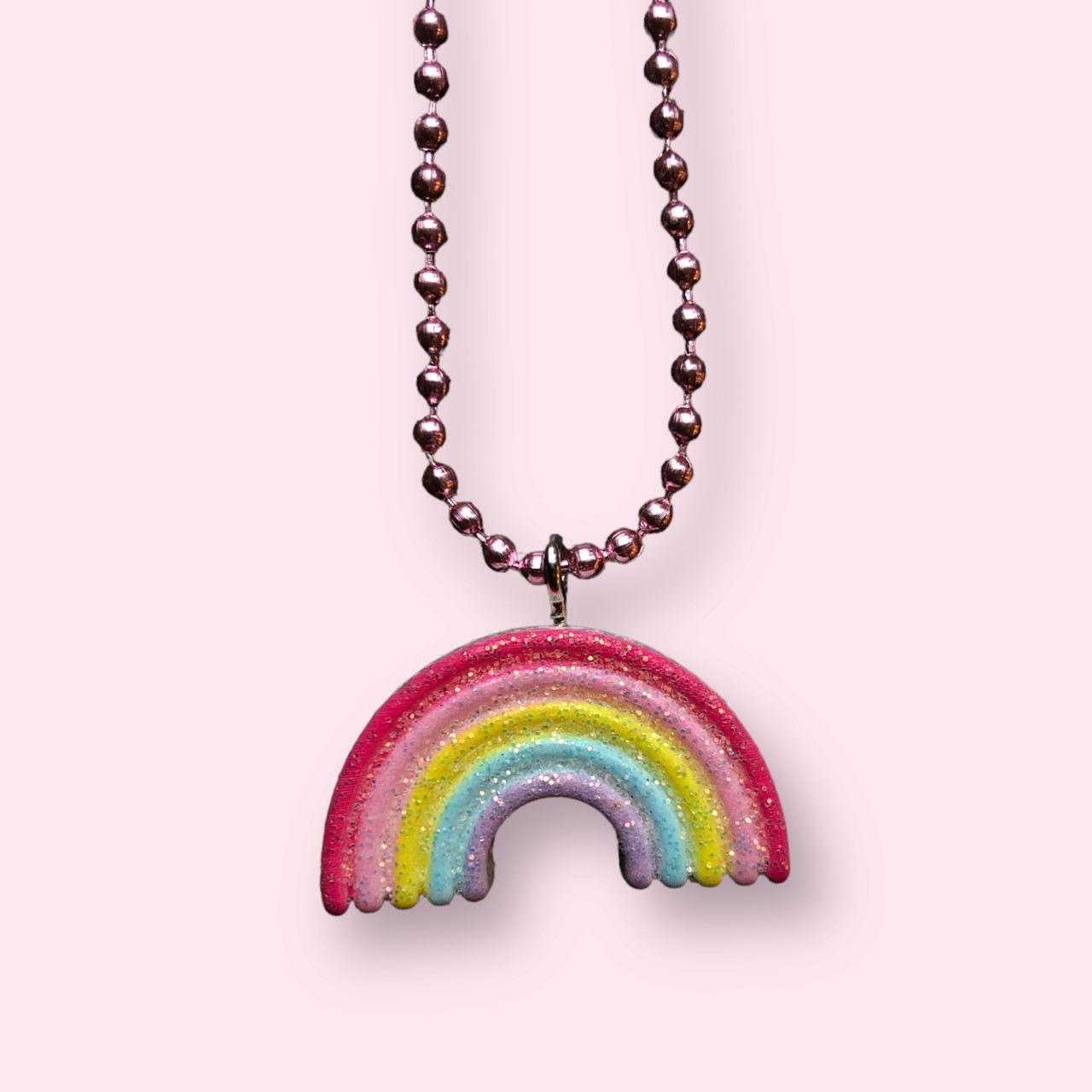 Pluys ketting regenboog roze