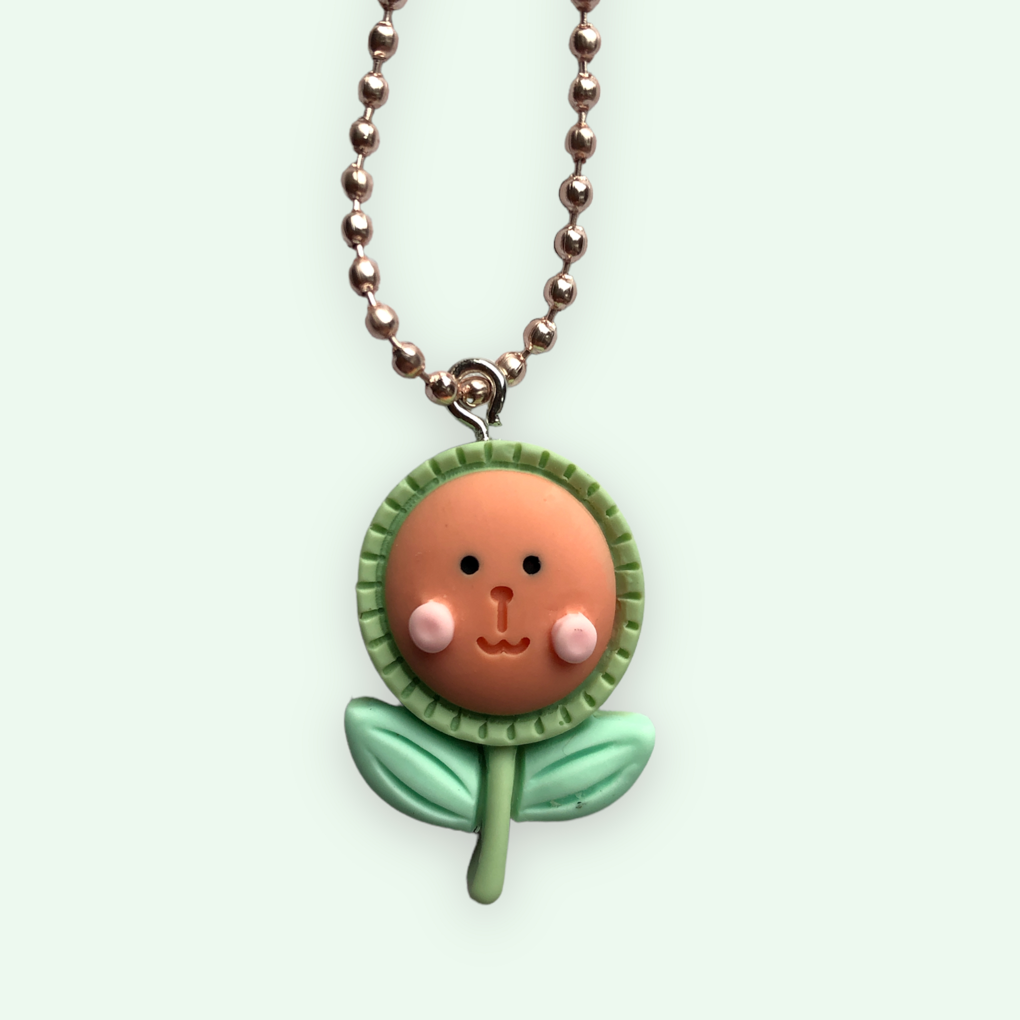 Pluys ketting Groen bloemetje smile