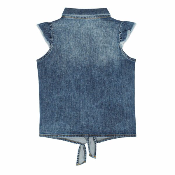 Little Hedonist mouwloze blouse Jenny Denim Bleached Stains