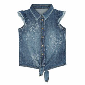 Little Hedonist mouwloze blouse Jenny Denim Bleached Stains