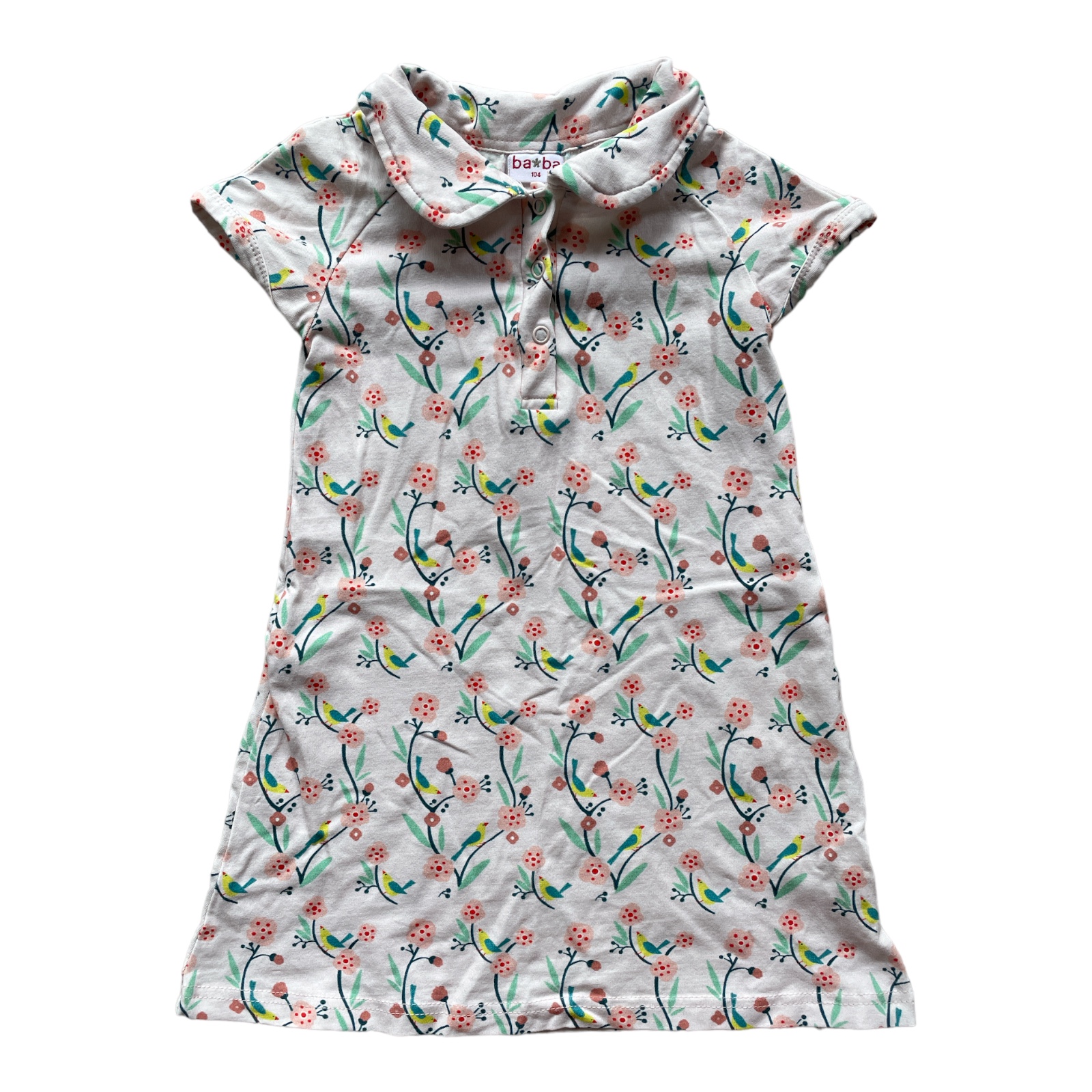 Preloved Baba Kidswear ♥ lichtroze polojurk birds maat 104