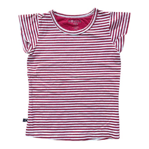 Preloved Noeser ♥ t-shirt rood/wit gestreept t-shirt maat 104