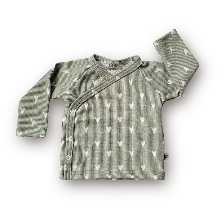 Little Chipmunks wrapshirt rib hearts Sage