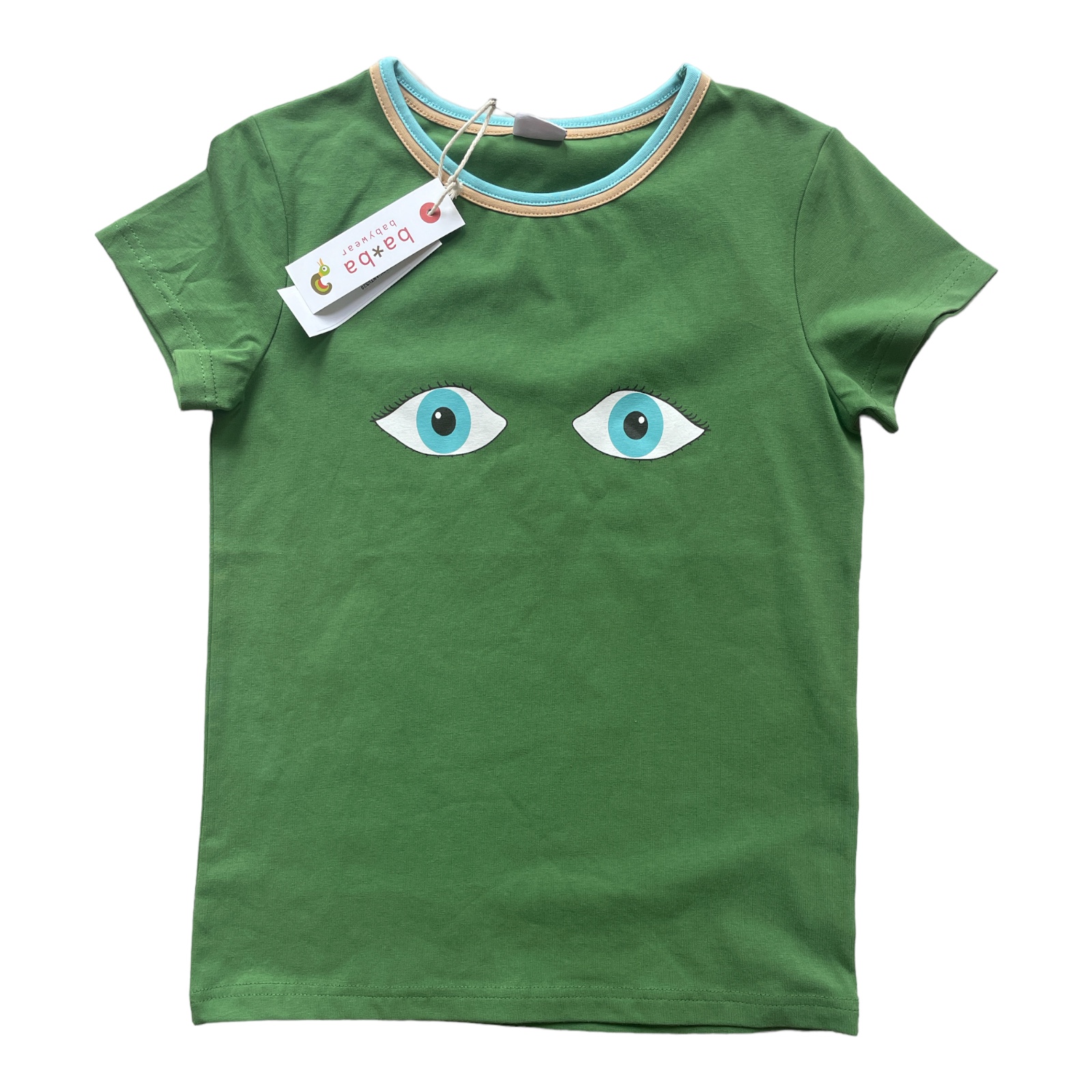 Preloved Baba kidswear ♥ Groen t-shirt Eyes NIEUW