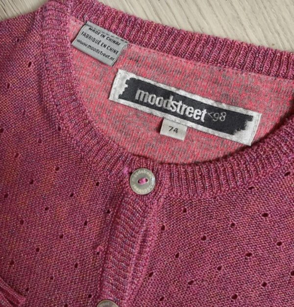 Preloved Moodstreet ♥ roze vestje glitter maat 74