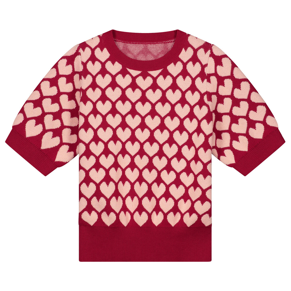 Daily Brat Heart knittedd t-shirt cherish red